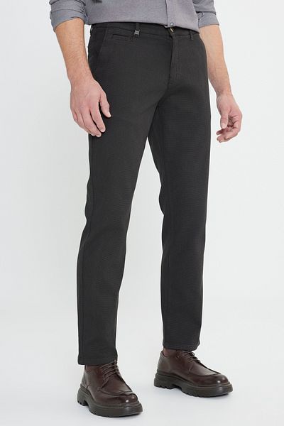 ALTINYILDIZ CLASSICS Ανδρικό καφέ βαμβακερό Comfort Fit Relaxed Cut Dobby Πλαϊνή τσέπη ελαστικό casual παντελόνι