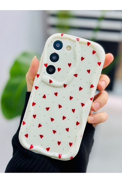 Go Aksesuar جراب سيليكون بتصميم طباعة قلوب حمراء متوافق مع هاتف Samsung Galaxy S20FE