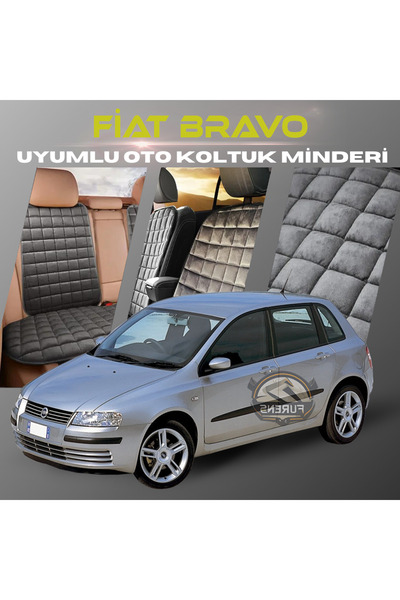 SHOOPLAA مجموعة وسائد مقعد السيارة لسيارة فيات برافو أنثراسايت بلون الفراء ال...