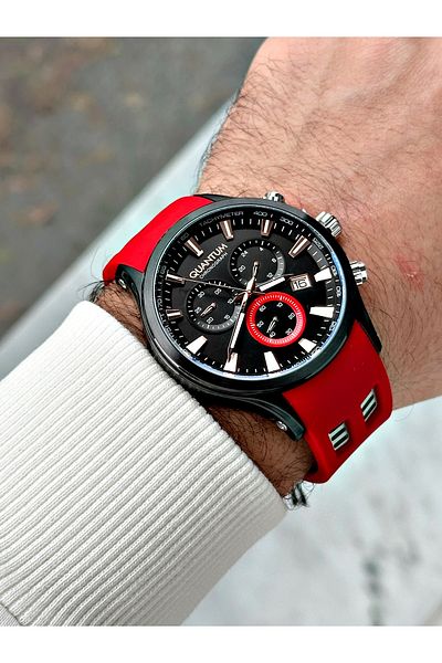Quantum Functions Active 10 Atm Waterproof Red Color Steel Case Men's Wristwatch 1020.658