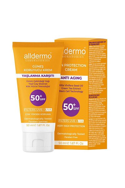 Alldermo كريم مضاد للشيخوخة بعامل حماية من الشمس SPF 50، أنبوب 50 مل