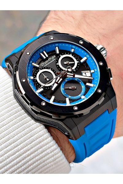Quantum Function Active 10 Atm Waterproof Blue Color Steel Case Men's Wristwatch 1082.357