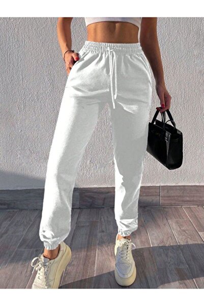 FİTGO Pantaloni de trening albi din cauciuc pentru femei