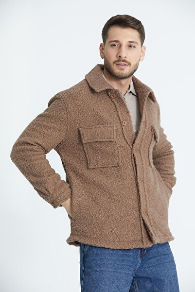 Store %100 Pamuk, Gömlek Yaka, Düğmeli Erkek Welsoft Peluş Ceket