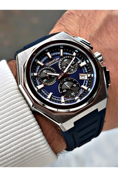 Quantum Functions Active 10 Atm Waterproof Silicone Cord Steel Case Men Wrist...