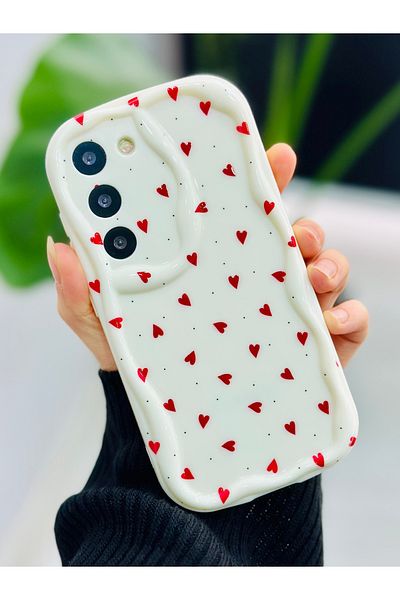 Go Aksesuar جراب سيليكون بتصميم طباعة قلوب حمراء متوافق مع هاتف Samsung Galaxy S20FE