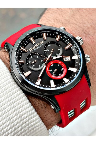 Quantum Functions Active 10 Atm Waterproof Red Color Steel Case Men's Wristwatch 1020.658