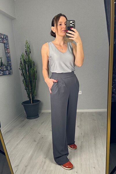 lady special Κρεπ Ύφασμα Lycra Palazzo με Ελαστική Πλάτη