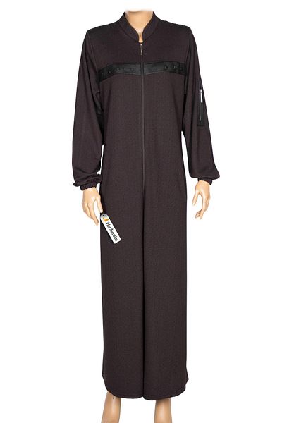 HESNA Women's Pekay Honeycomb Textured Brown Top Coat with Leather Accessories