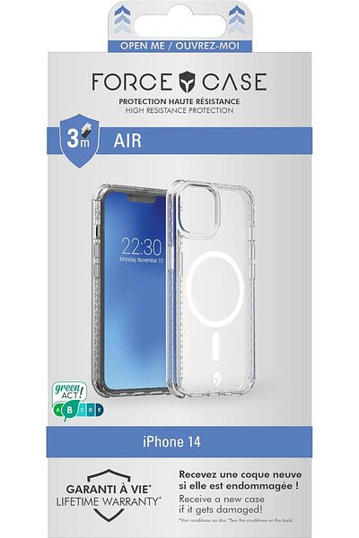 Force Case iPhone 14 MagSafe Compatible AIR Reinforced Transparent 50% Recycled plastic