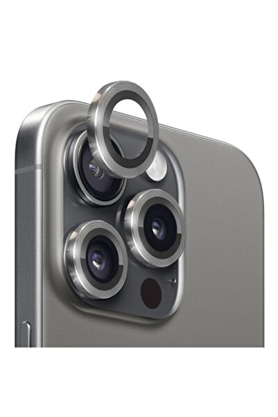 Ally iPhone 15 Pro/15 Pro Max Kamera Lens Koruma Cami GRI