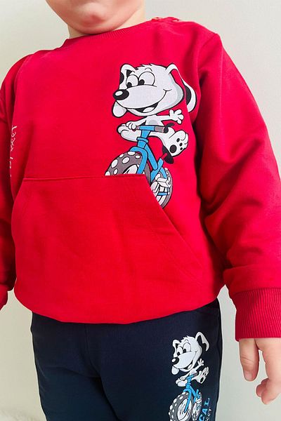 Breeze Girls & Boys Baby Boy Tracksuit Set Bicycle Happy Puppy Printed 9 Months-3 Years, Red