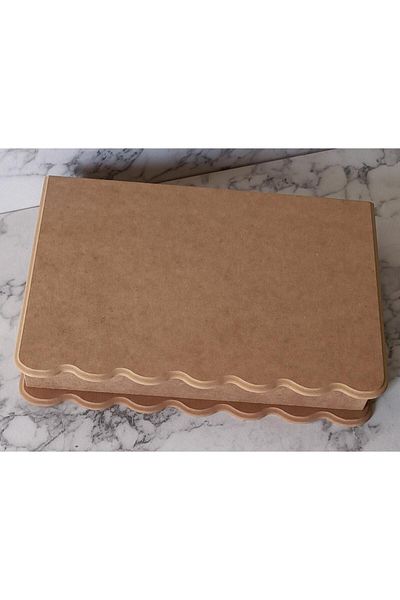 BENGİ TİCARET Hobby Adn 90204 - Wooden MDF Box, 4 Compartments Handmade, Wavy Edge