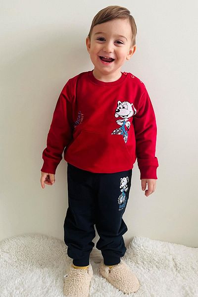 Breeze Girls & Boys Baby Boy Tracksuit Set Bicycle Happy Puppy Printed 9 Months-3 Years, Red