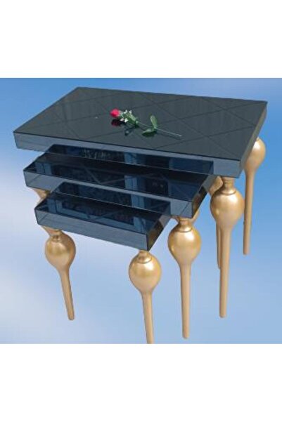 Ankara Mobilya Zigon ILGZ 12618 TOMBUL Model Kayın ayak MDF tabla gold Çizgil...