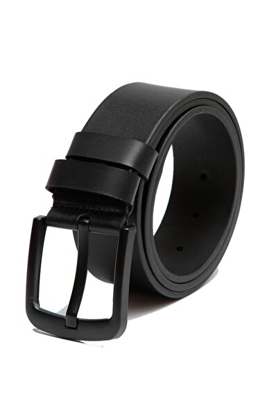 Esgue Hakiki Deri 4.5 cm Düz Siyah Kemer