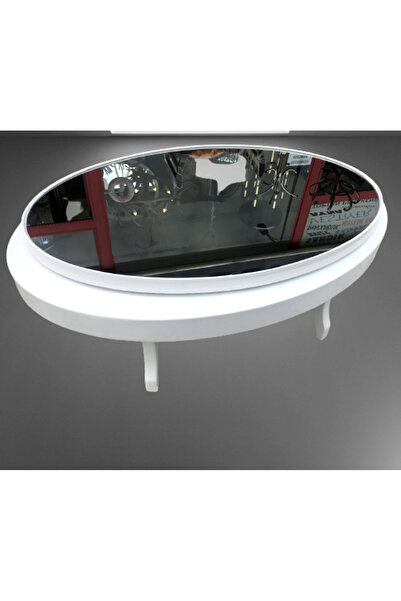 BENGİ TİCARET Orta sehpa 18036 Döner OVAL İNOVATİF Kayın Ayak Şık MDF-cam Tab...