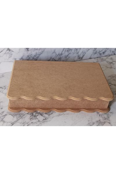 BENGİ TİCARET Hobby Adn 90204 - Wooden MDF Box, 4 Compartments Handmade, Wavy Edge