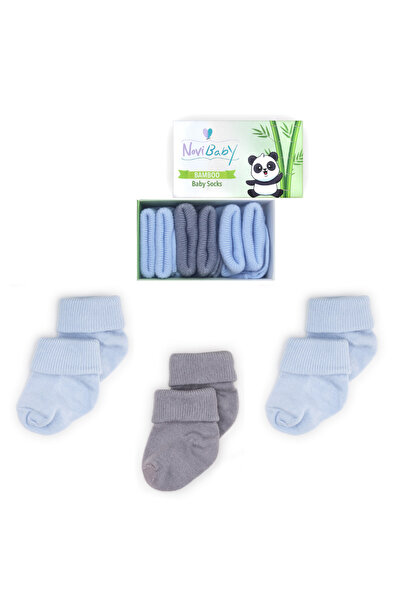 Novibaby عبوة من 3 جوارب للأطفال حديثي الولادة من الخيزران I Blue Stone I جوا...