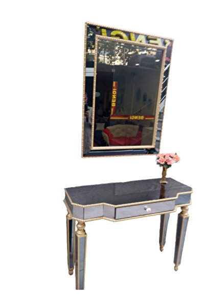 BENGİ TİCARET Dresuar St 18470 Hayal Model Kayın Ayak Gold Renk Füme Ayna Kaplama Çekmec Elyapı