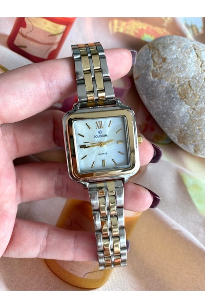 Coliseum Square Gold-Silver Women's Wristwatch