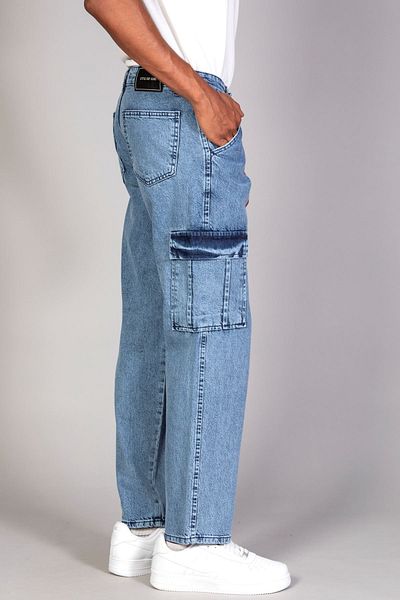 LTC Jeans Мъжки светлосини широки дънкови панталони Cargo с удобна кройка