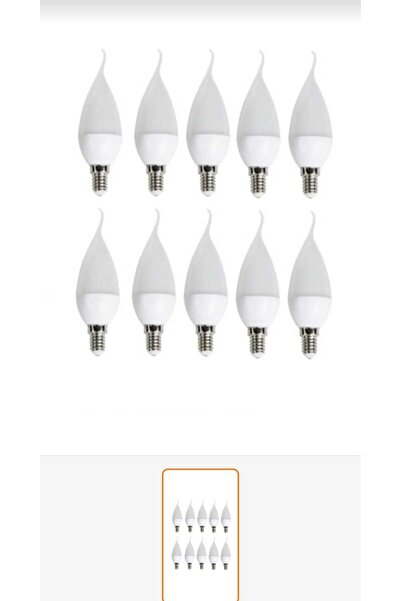 Cata 12 Adet 8w Günışığı Sarı Işık Led Mum Kıvrık Ampul Avize Ampulü E14 Ince...
