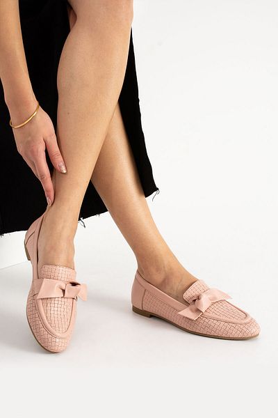 CUCA Pantofi casual de damă din piele naturală cu detaliu fundă - imprimați