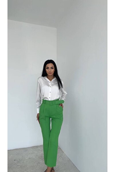 Swass Pantaloni clasici din stofă cu curea subțire