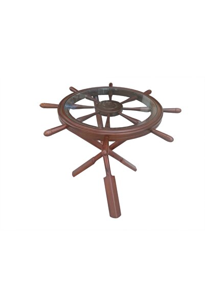 BENGİ TİCARET Orta Sehpa 13824 Dümen Model Kayın Çapraz X Ayak Parlak Ceviz Lake Boya El Yapım