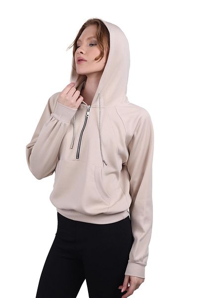 Rays 9162m Half Zipper Detail Sweat Stone
