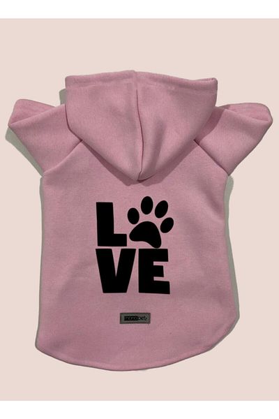 Monopetz Hooded Sweatshirt Dog And Cat Outfit - Pink Love - Size M