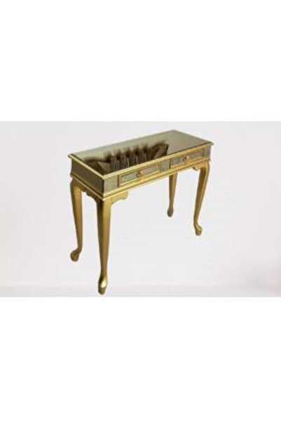 BENGİ TİCARET Dresuar 19719 Çift Çekmece Kayın Gold Aslan Ayak Cam kaplama Ku...