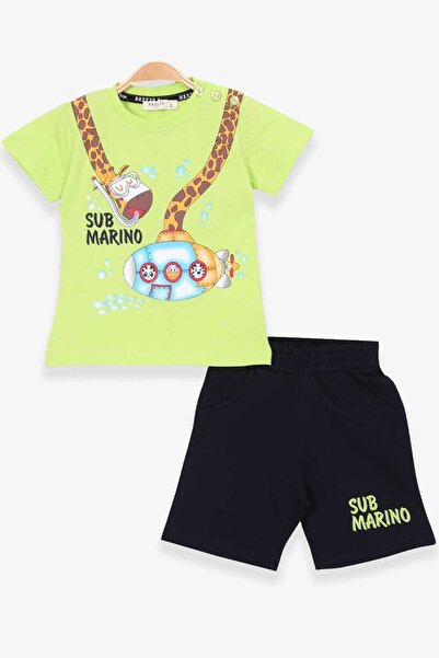 Breeze شورت ولادي مطبوع عليه زرافة، العمر 1-4 سنوات، أخضر فستقي