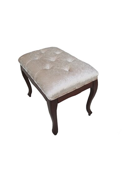 Ankara Mobilya Benc 13060 Puf Kapitone Avangart Babyface Kumaş Krem Kayın RET...