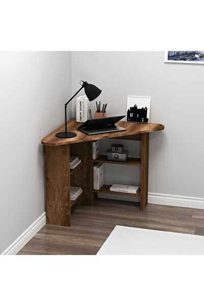 ARNETTİ Corner Köşe Çalışma, Bilgisayar Masası – Ceviz, Kompakt Ve Yer Kaplamayan Tasarım