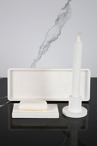 betonmall طقم حمام مكون من 7 قطع، موزع صابون سائل صلب، وعاء قطني، حامل فرشاة الأسنان، صينية مبخرة