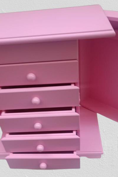 BENGİ TİCARET Hobi Erdl Dekoratif 90377 Takı Şifonyer 5çekmece Parlak Pembe Lake Boya El Yapım