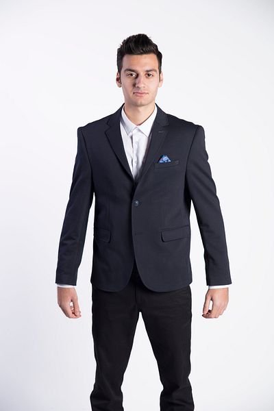 SPOSO 5117 Two Buttons Single Slit Knitted Fabric Large Size Men's Jacket