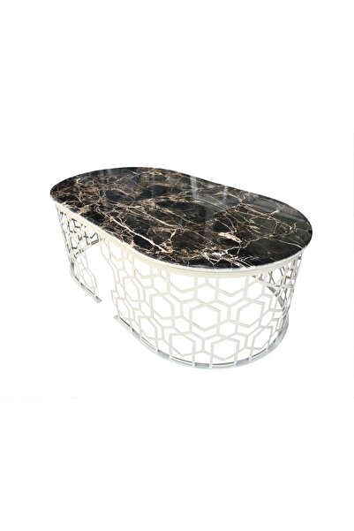 BENGİ TİCARET Orta Sehpa 13760 GEOMETRİK Model Metal Siyah Osmanlı Motif beya...