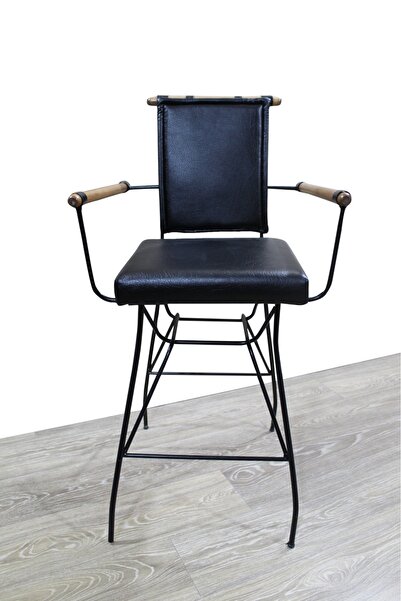 BENGİ TİCARET Sandalye 14613 PENYEZ Bar Yüksek Metal Siyah fırın Siyah boya S...