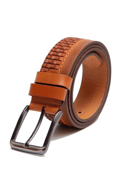 Esgue Curea din piele naturală 4 cm cusută bronzată