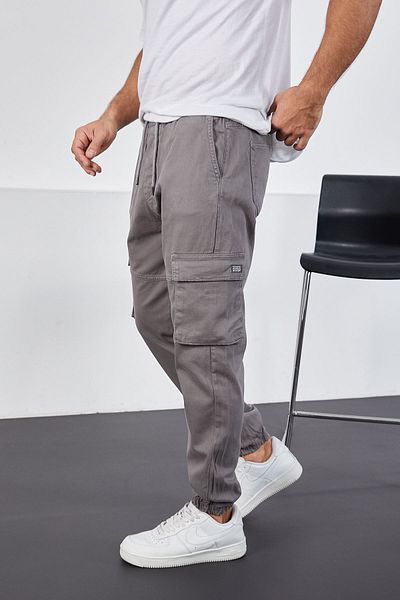 LTC Jeans Мъжки сив еластичен панталон Jogger с карго джобове
