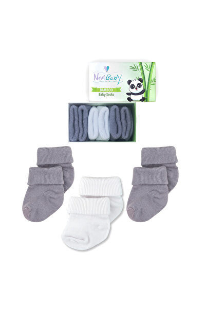 Novibaby عبوة من 3 جوارب للأطفال حديثي الولادة من الخيزران I Cloudy I جوارب ل...