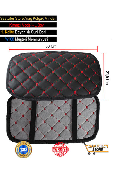 BAVETA Suzuki Sx4 New Special Leather Auto Armrest Case Cover Capitone with Sponge Red Embroidery