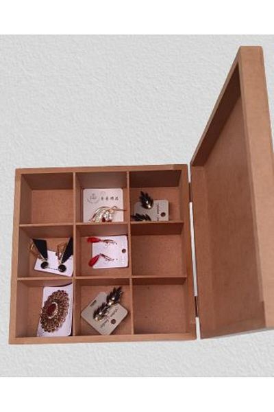 BENGİ TİCARET Hobby Erdl 90022 Decorative Model Jewelry Box with Compartments Wooden Raw Mdf Handmade