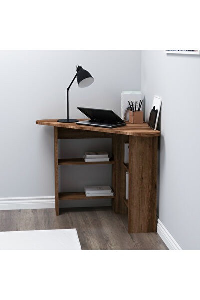 ARNETTİ Corner Köşe Çalışma, Bilgisayar Masası – Ceviz, Kompakt Ve Yer Kaplamayan Tasarım