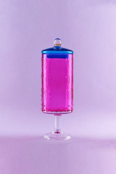 Glore Pink and Blue Pedestal Bowl