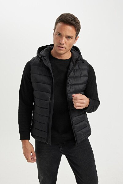 DeFacto Hafif Şişme Yelek Su Itici Slim Fit Dar Kesim Kapüşonlu Fermuarlı Cepli Mevsimlik N4652az24au