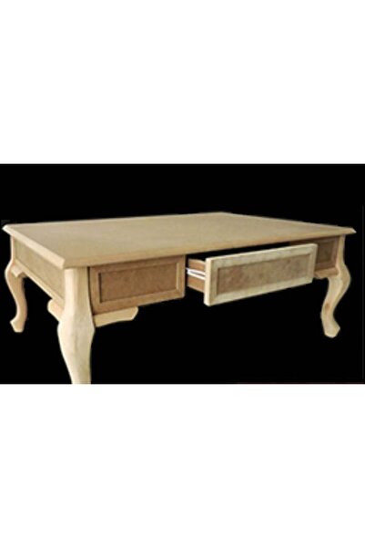 BENGİ TİCARET Orta sehpa 13466 Klasik Kayın ASLAN ayak Çekmece HAM MDF tabla Kutu sevk El Yapım